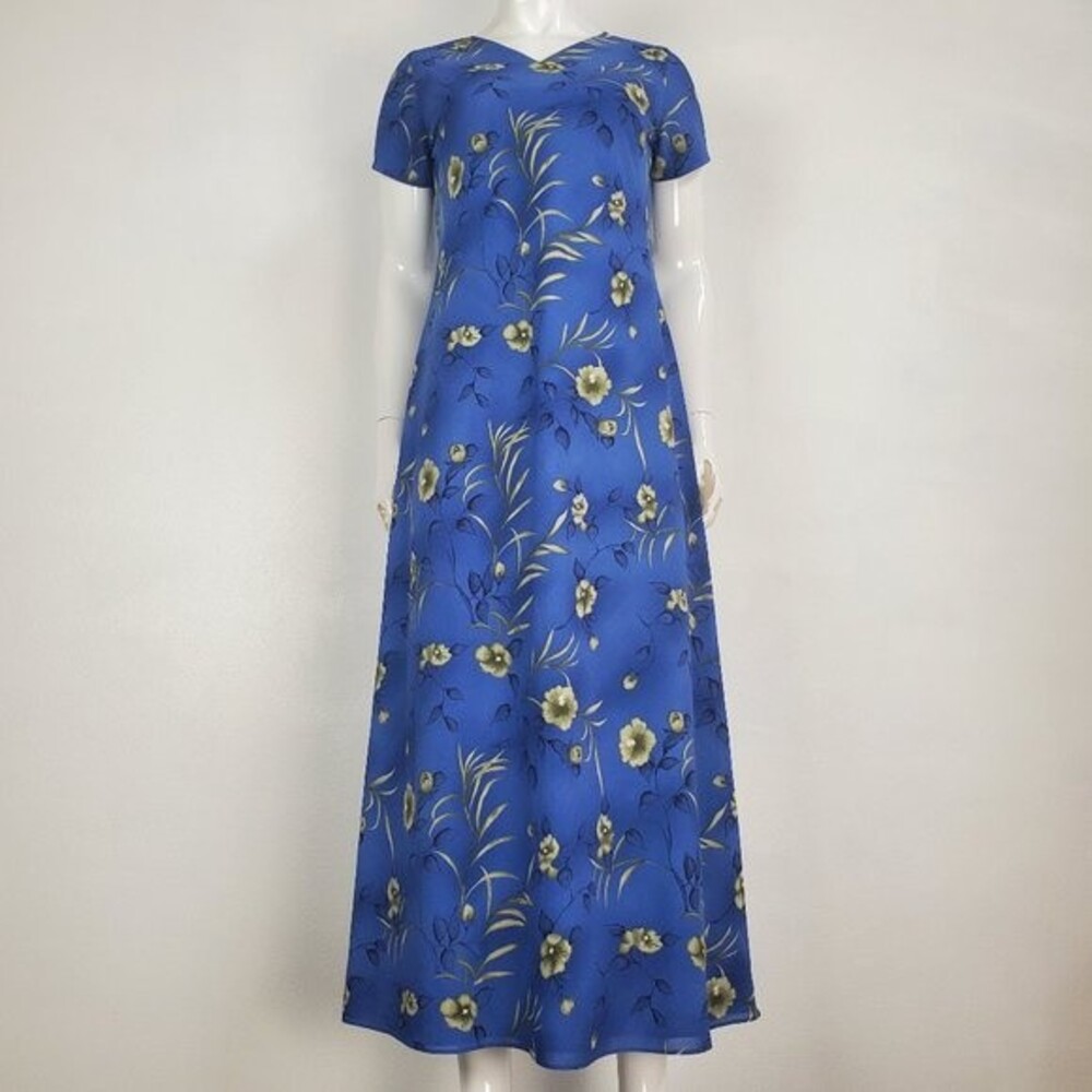 Vintage TravelSmith Blue Floral Maxi Dress